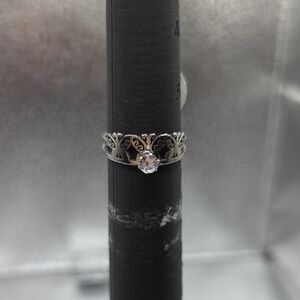 Elegant Silver Ring with Clear Stone Size 17 Or 6.6